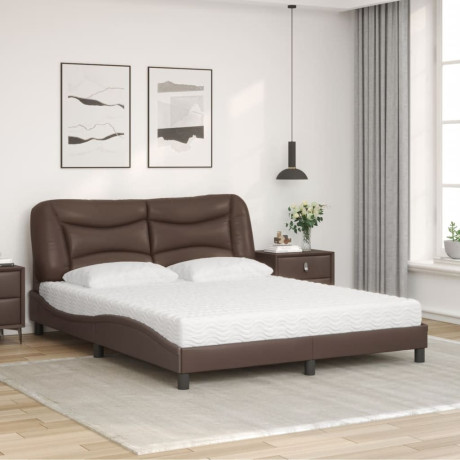 vidaXL Bed met matras "Hvar" kunstleer bruin 160x200 cm afbeelding3 - 1