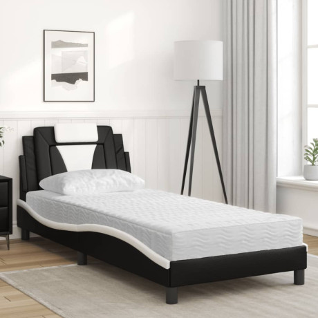 vidaXL Bed met matras kunstleer zwart en wit 90x200 cm afbeelding3 - 1