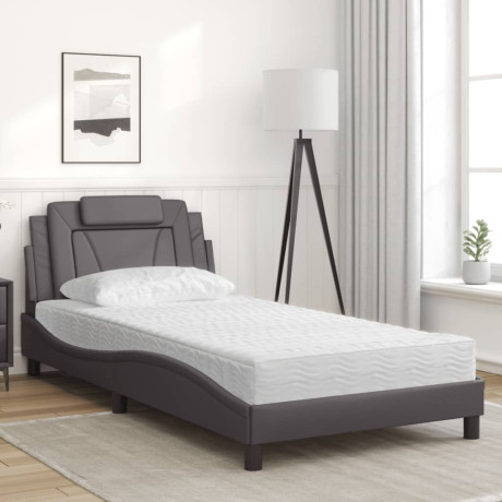 vidaXL Bed met matras kunstleer grijs 100x200 cm afbeelding3 - 1