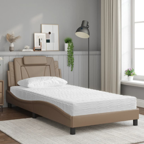 vidaXL Bed met matras kunstleer cappuccinokleurig 100x200 cm afbeelding3 - 1
