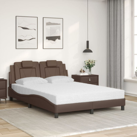 vidaXL Bed met matras kunstleer bruin 120x200 cm afbeelding3 - 1