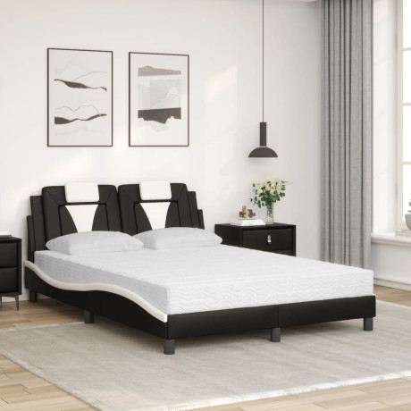 vidaXL Bed met matras kunstleer zwart en wit 120x200 cm afbeelding3 - 1