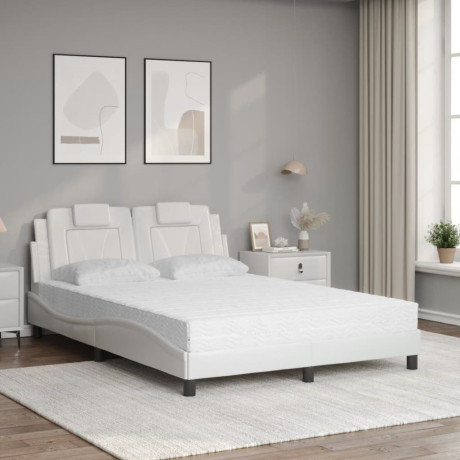 vidaXL Bed "Viana" met matras kunstleer wit 140x200 cm afbeelding3 - 1