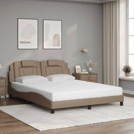 vidaXL Bed "Viana" met matras kunstleer cappuccinokleurig 160x200 cm afbeelding3 - 1