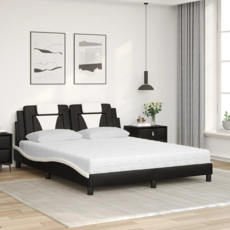 vidaXL Bed "Viana" met matras kunstleer zwart en wit 160x200 cm afbeelding3 - 1