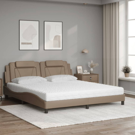 vidaXL Bed met matras kunstleer cappuccinokleurig 180x200 cm afbeelding3 - 1