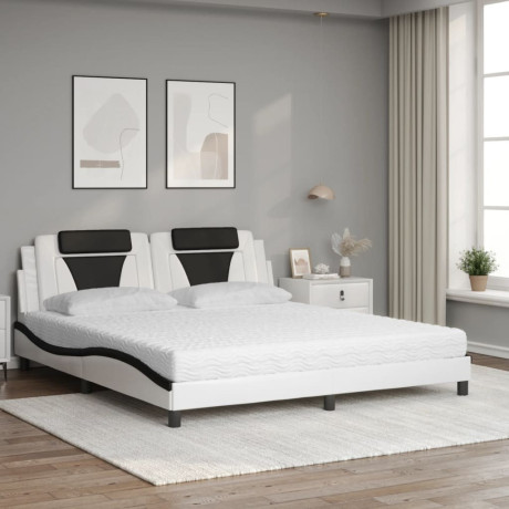 vidaXL Bed "Viana" met matras kunstleer wit en zwart 180x200 cm afbeelding3 - 1