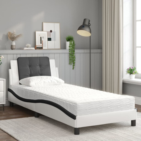 vidaXL Bedframe zonder matras "Zadar" kunstleer zwart en wit 80x200 cm afbeelding3 - 1