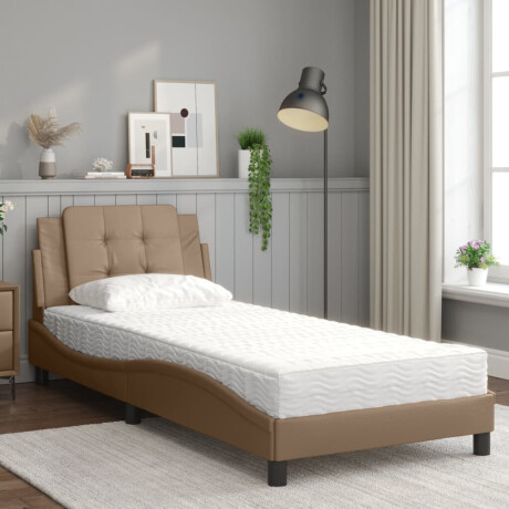 vidaXL Bedframe zonder matras "Zadar" kunstleer cappuccinokleurig 90x190 cm afbeelding3 - 1
