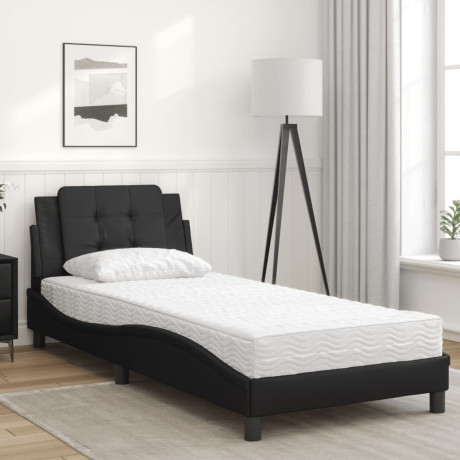 vidaXL Bed met matras kunstleer zwart 90x200 cm afbeelding3 - 1