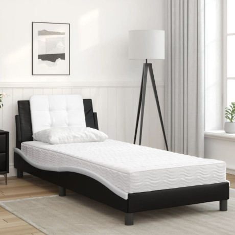 vidaXL Bed met matras kunstleer zwart en wit 90x200 cm afbeelding3 - 1