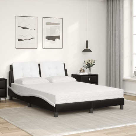 vidaXL Bed met matras kunstleer zwart en wit 120x200 cm afbeelding3 - 1