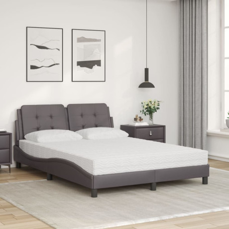 vidaXL Bed met matras "Zadar" kunstleer grijs 140x200 cm afbeelding3 - 1