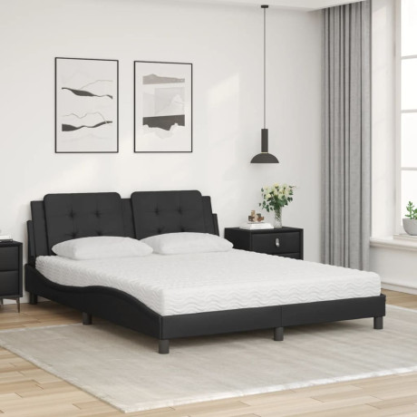 vidaXL Bed met matras "Zadar" kunstleer zwart 160x200 cm afbeelding3 - 1