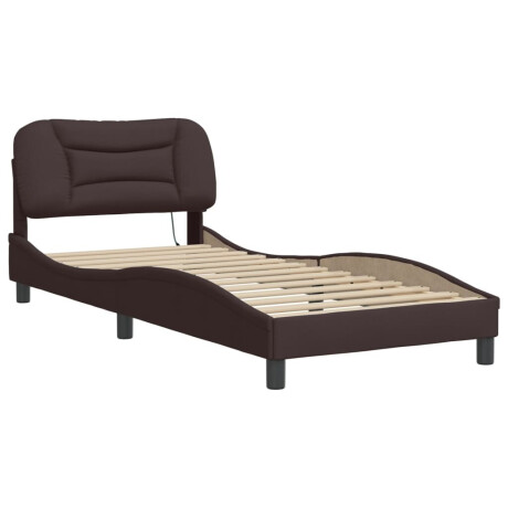 vidaXL Bedframe met LED zonder matras "Hvar" 80x200 cm stof donkerbruin afbeelding3 - 1