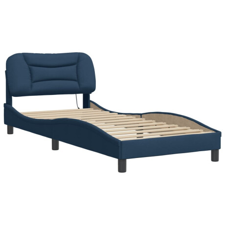vidaXL Bedframe met LED zonder matras "Hvar" 80x200 cm stof blauw afbeelding3 - 1