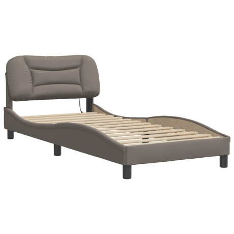 vidaXL Bedframe met LED zonder matras "Hvar" 90x200 cm stof taupe afbeelding3 - 1