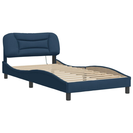 vidaXL Bedframe met LED zonder matras "Hvar" 100x200 cm stof blauw afbeelding3 - 1