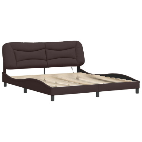 vidaXL Bedframe met LED zonder matras "Hvar" 180x200 cm stof donkerbruin afbeelding3 - 1