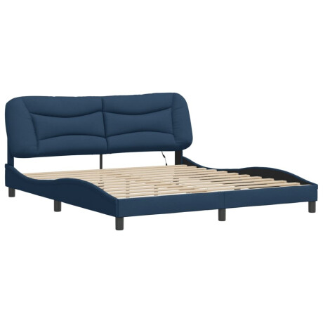 vidaXL Bedframe met LED zonder matras "Hvar" 180x200 cm stof blauw afbeelding3 - 1