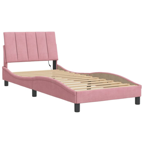 vidaXL Bedframe met LED zonder matras "Hanko" fluweel roze 80x200 cm afbeelding3 - 1