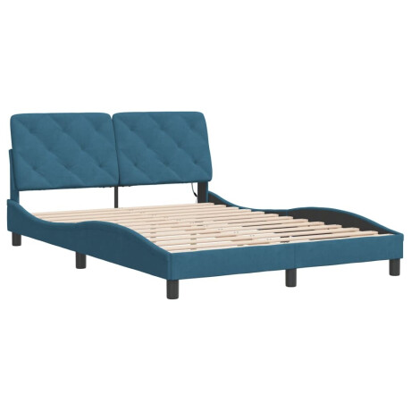 vidaXL Bedframe met LED zonder matras fluweel blauw 140x190 cm afbeelding3 - 1