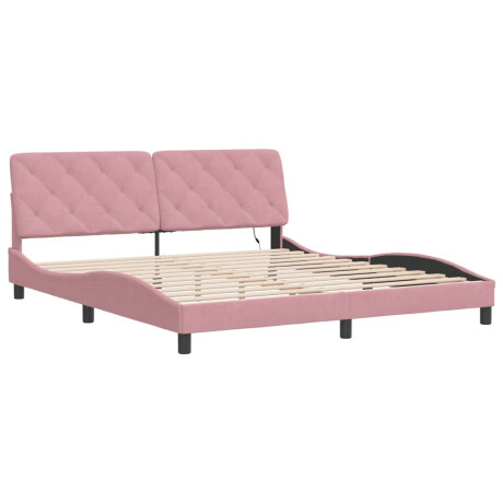 vidaXL Bedframe met LED zonder matras fluweel roze 180x200 cm afbeelding3 - 1