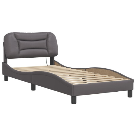 vidaXL Bedframe met LED zonder matras "Hvar" kunstleer grijs 80x200 cm afbeelding3 - 1