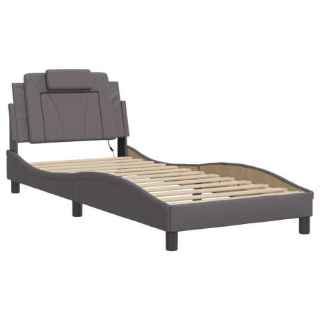 vidaXL Bedframe "Viana" met LED zonder matras kunstleer grijs 80x200 cm afbeelding3 - 1
