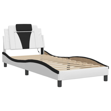 vidaXL Bedframe "Viana" met LED zonder matras kunstleer wit en zwart 80x200 cm afbeelding3 - 1