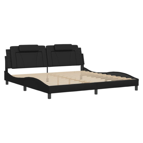 vidaXL Bedframe met LED-verlichting kunstleer zwart 200x200 cm afbeelding3 - 1