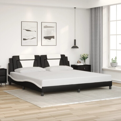 vidaXL Bedframe "Viana" met LED zonder matras kunstleer zwart en wit 200x200 cm afbeelding3 - 1