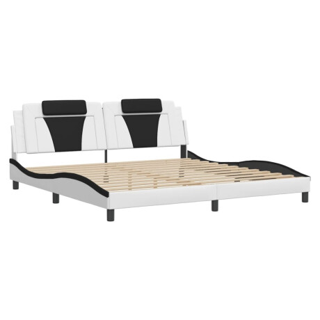 vidaXL Bedframe "Viana" met LED zonder matras kunstleer wit en zwart 200x200 cm afbeelding3 - 1