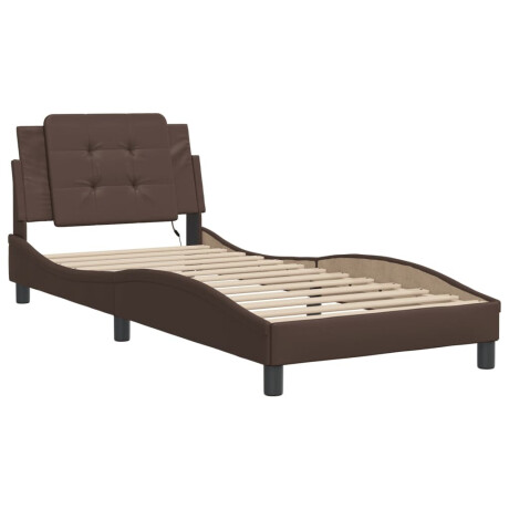 vidaXL Bedframe met LED zonder matras "Zadar" kunstleer bruin 90x190 cm afbeelding3 - 1