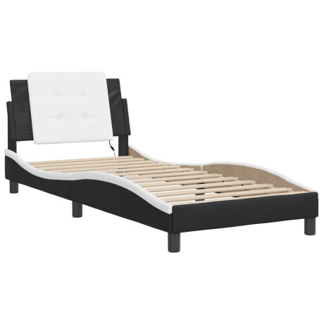 vidaXL Bedframe met LED zonder matras "Zadar" kunstleer zwart en wit 90x190 cm afbeelding3 - 1