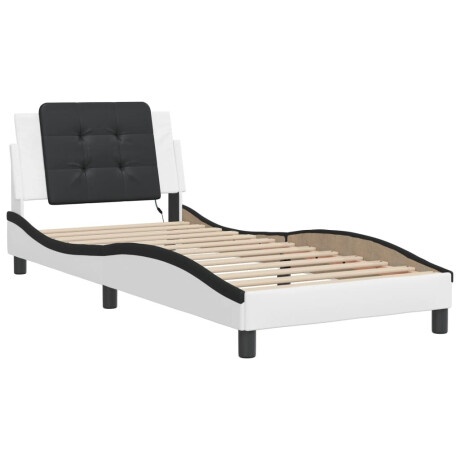 vidaXL Bedframe met LED zonder matras "Zadar" kunstleer wit en zwart 100x200 cm afbeelding3 - 1