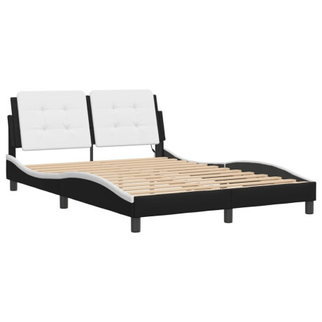 vidaXL Bedframe met LED zonder matras "Zadar" kunstleer zwart en wit 120x200 cm afbeelding3 - 1