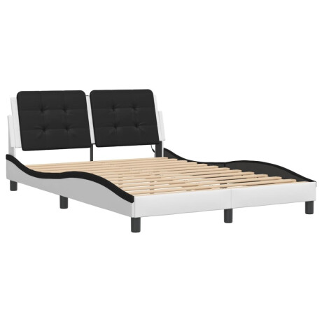 vidaXL Bedframe met LED zonder matras "Zadar" kunstleer wit en zwart 120x200 cm afbeelding3 - 1