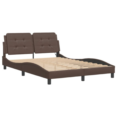 vidaXL Bedframe met LED zonder matras "Zadar" kunstleer bruin 140x200 cm afbeelding3 - 1