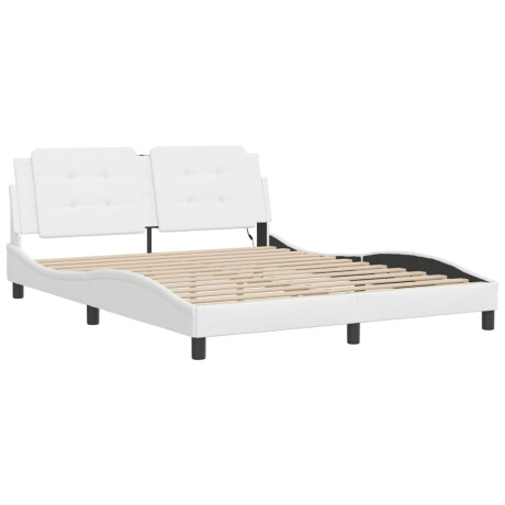 vidaXL Bedframe met LED zonder matras "Zadar" kunstleer wit 160x200 cm afbeelding3 - 1