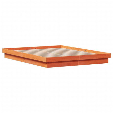 vidaXL Bedframe met LED massief grenenhout wasbruin 150x200 cm afbeelding3 - 1