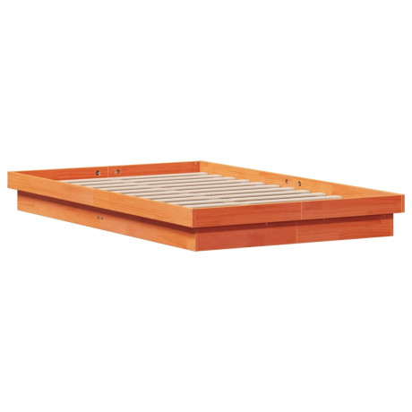 vidaXL Bedframe met LED massief grenenhout wasbruin 135x190 cm afbeelding3 - 1