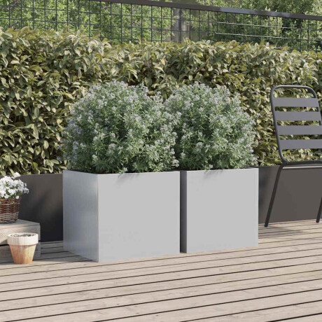 vidaXL Plantenbakken 2 st 42x40x39 cm gegalvaniseerd staal zilverkleur afbeelding3 - 1