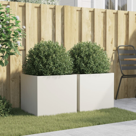 vidaXL Plantenbakken 2 st 49x47x46 cm staal wit afbeelding3 - 1