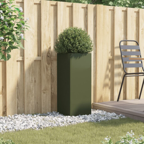 vidaXL Plantenbak 32x29x75 cm staal olijfgroen afbeelding3 - 1