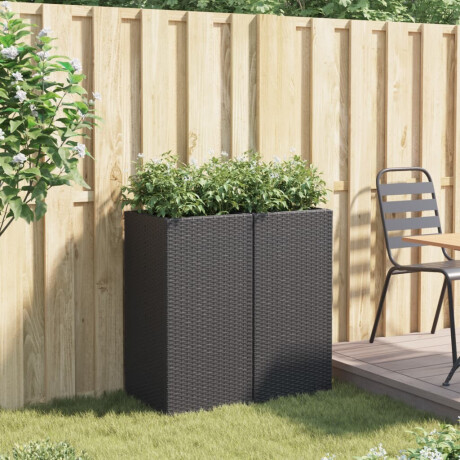 vidaXL Plantenbakken 2 st 40x40x80 cm poly rattan zwart afbeelding3 - 1