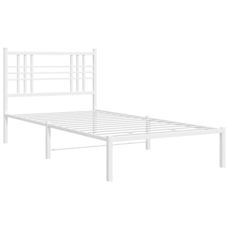 vidaXL Bedframe met hoofdbord metaal wit 107x203 cm afbeelding3 - 1