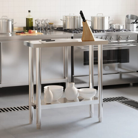 vidaXL Keukenwerktafel 82,5x30x85 cm roestvrij staal afbeelding3 - 1
