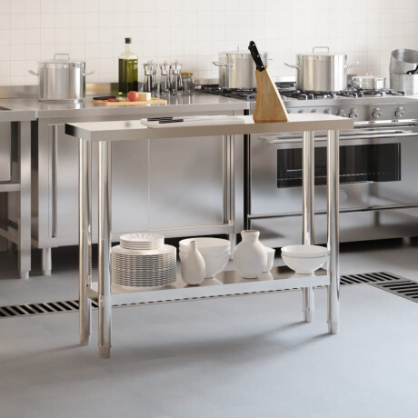 vidaXL Keukenwerktafel 110x30x85 cm roestvrij staal afbeelding3 - 1