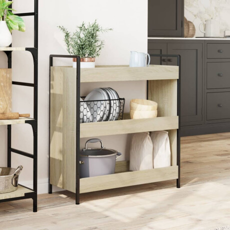 vidaXL Keukentrolley 70x30x82 cm bewerkt hout sonoma eikenkleurig afbeelding3 - 1